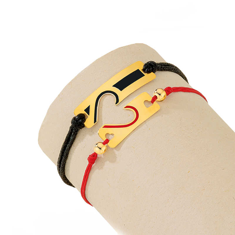 Set Por Dos Pulseras Unisex En Baño De Oro