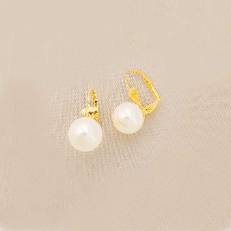 Aretes Con Perla En Cover Gold