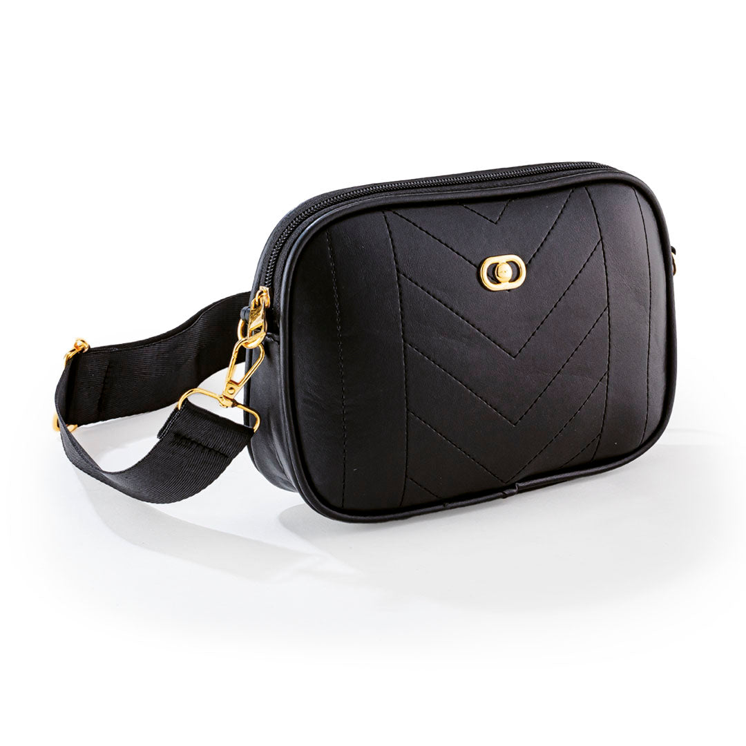Bolso tipo cuero - negro