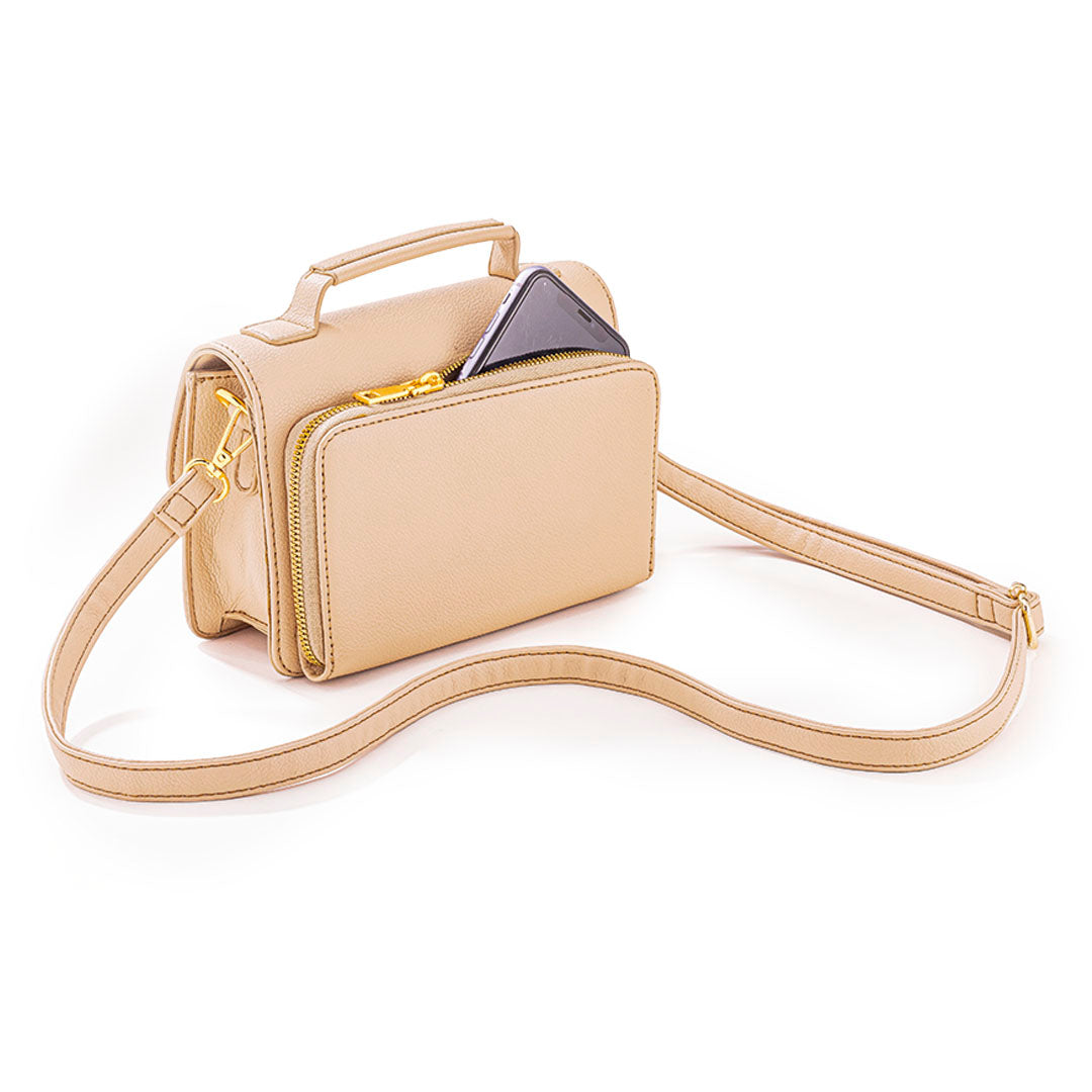 Bolso en material tipo cuero - beige