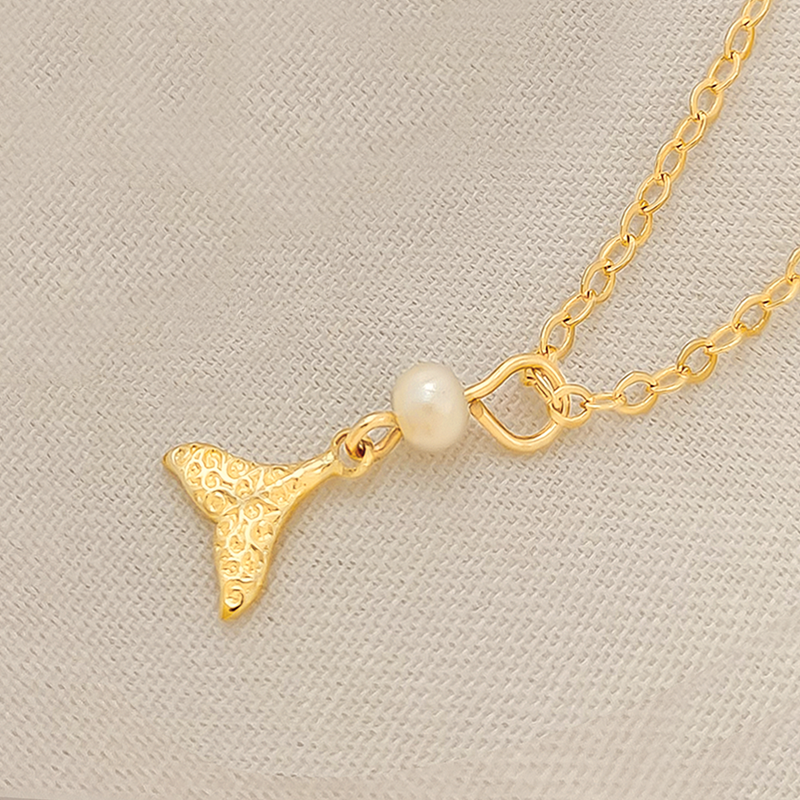 Collar Baño Oro, Cola Sirena-Dorado
