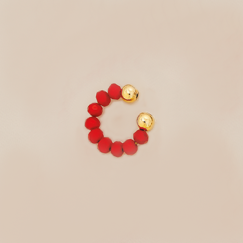 Aretes-Earcuff Baño Oro, Rojo