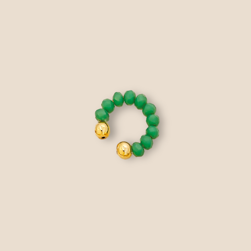 Aretes-Earcuff Baño Oro, Verde