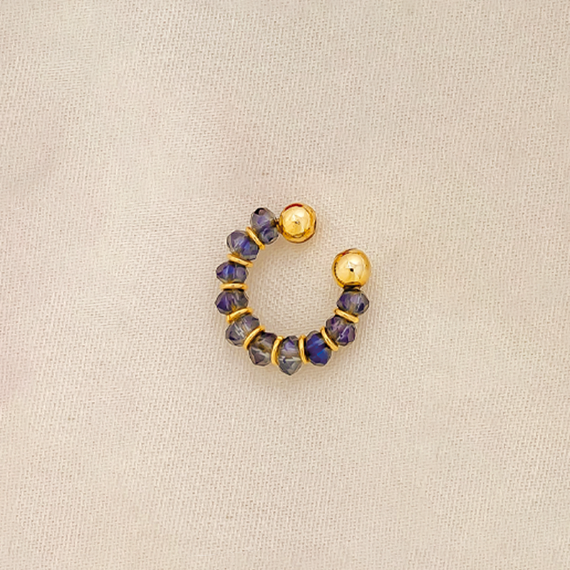 Aretes-Earcuff Baño Oro, Negro