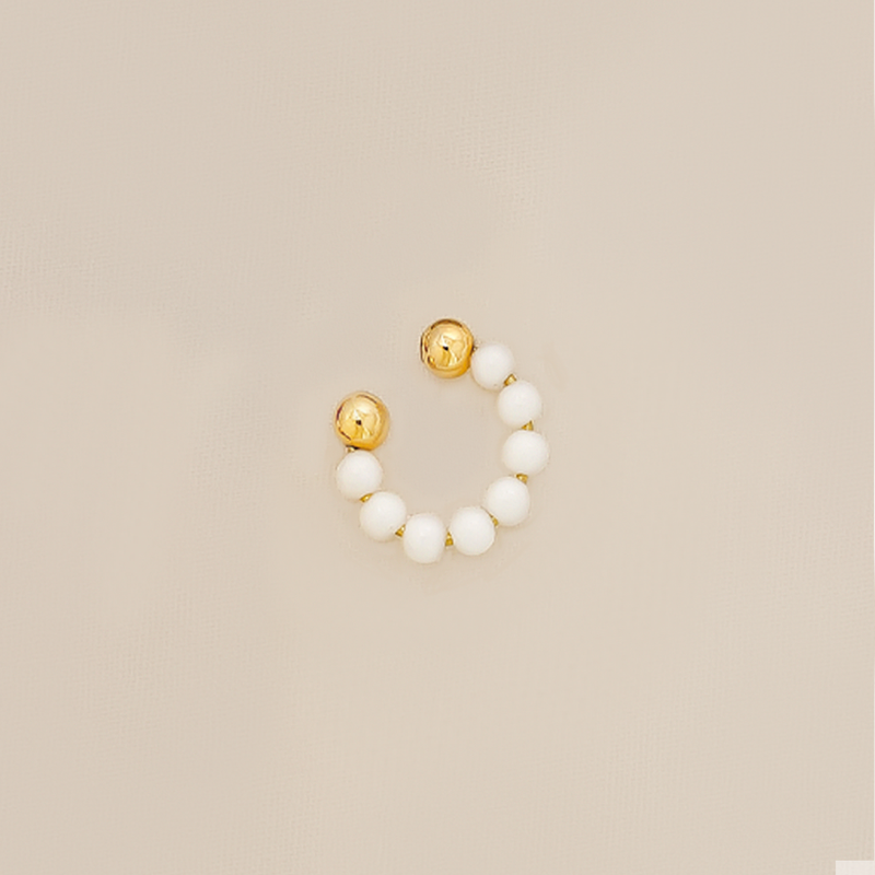 Aretes-Earcuff Baño Oro, Blanco