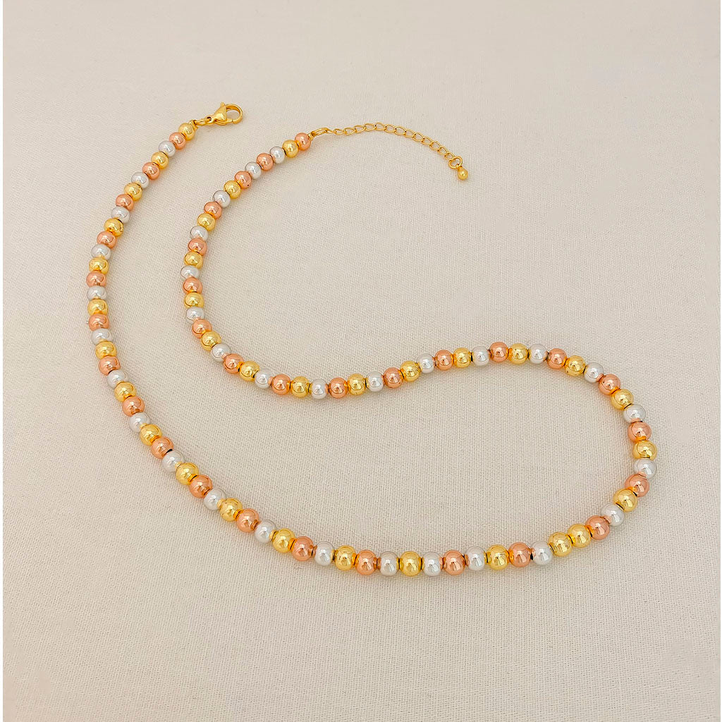 COLLAR BAÑO ORO, TRES TONOS -