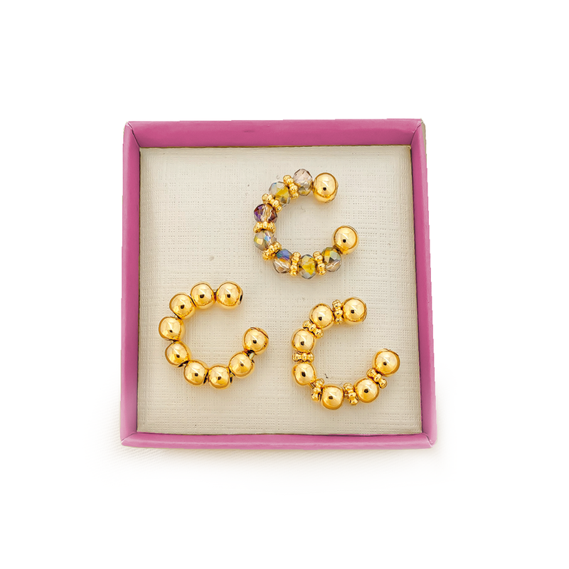 Set X 3 Earcuff En Baño De Oro