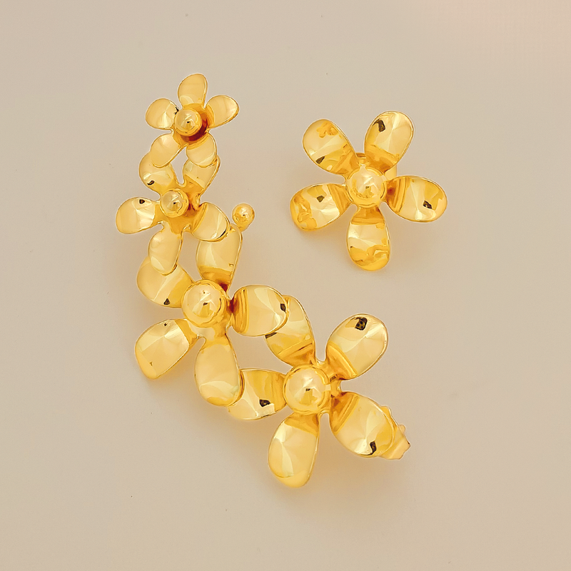 Aretes Tipo Solitario En Cover Gold