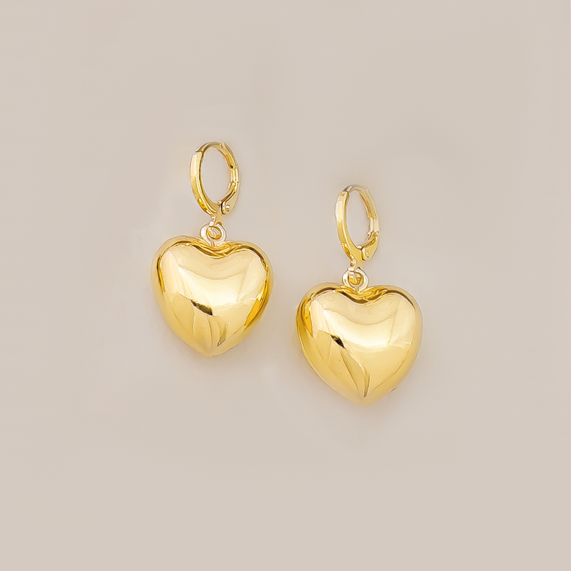 Aretes En Baño De Oro - Corazon Dorado