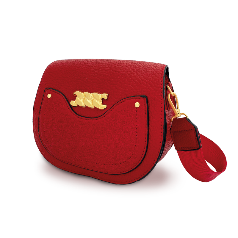 Bolso Sintetico-Tipo Cuero, Heraje Doble Rojo