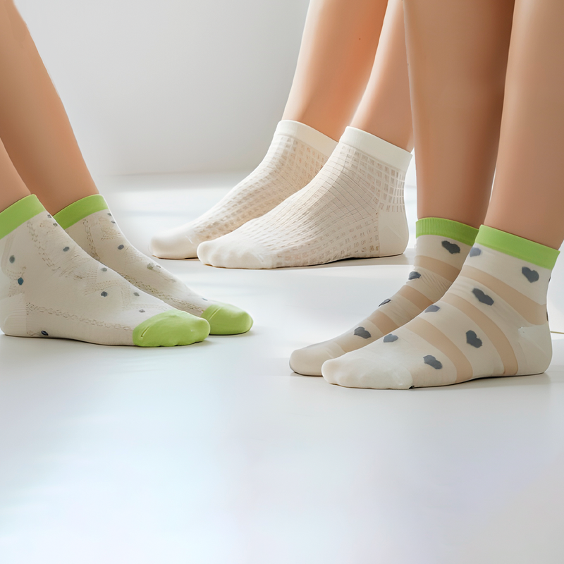 Medias Algodón Setx3Tipo Baletas Translucidas Varios