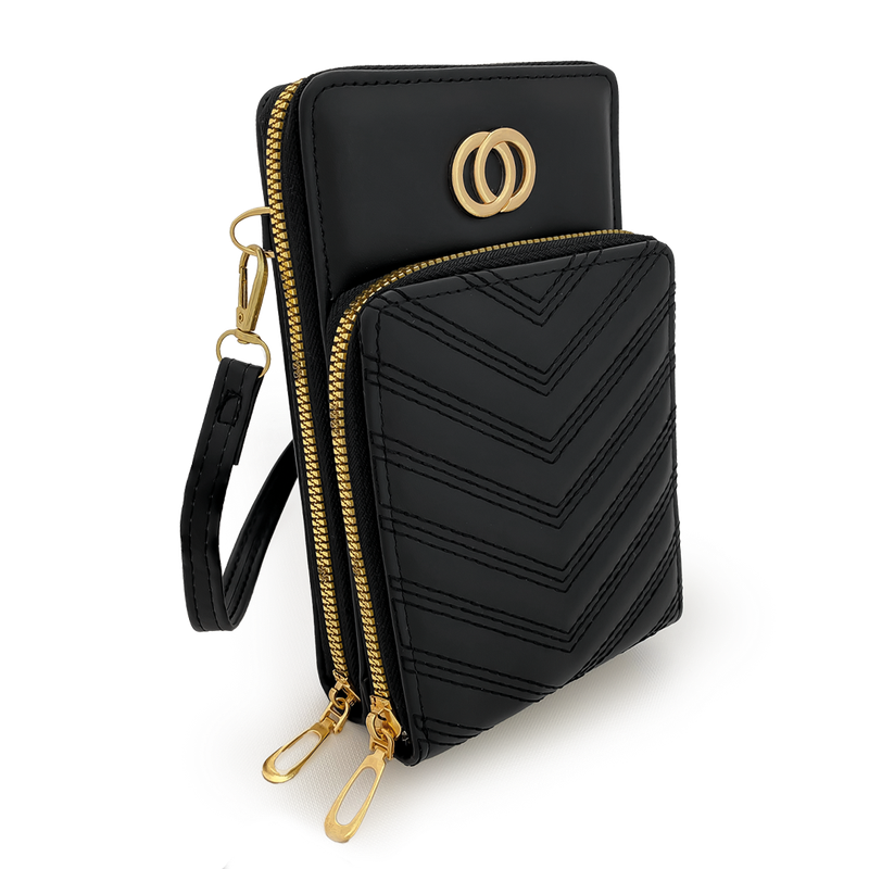 Bolso Sintético Tipo Cuero Negro