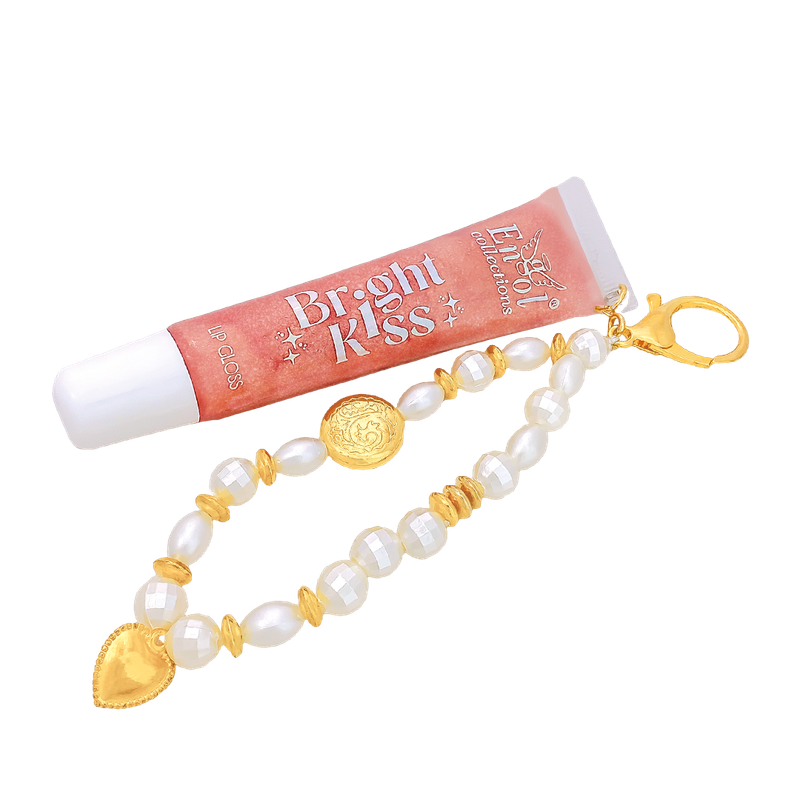 Lip Gloss Con Llavero En Baño Dorado