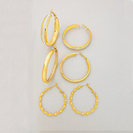 Set x3 Candongas en Baño de Oro Dorado