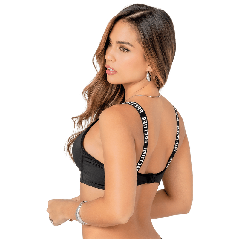Brasier En Microfibra Con Cargadera Medida Estandar Estampada. Copa Triangulo Con Realse Interno Sin Varilla De Arco Y Con Varilla Lateral.