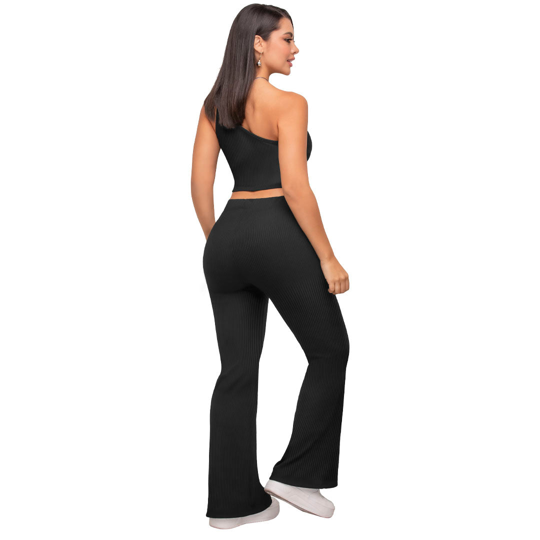 Pantalón en rib - negro