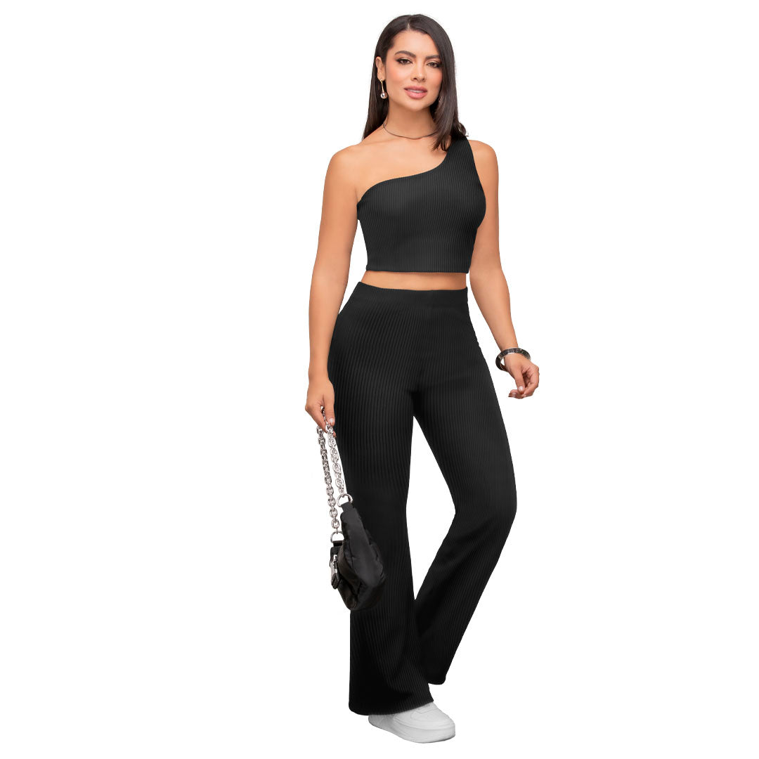 Pantalón en rib - negro