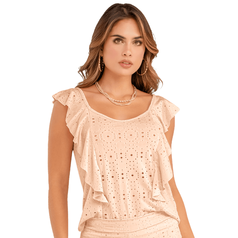 Blusa En Ojalillo Tejido De Punto