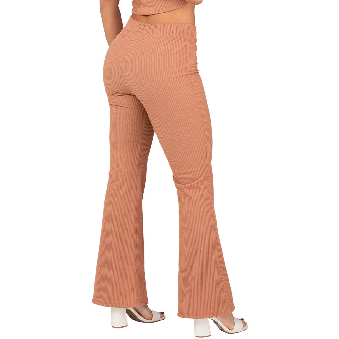 PANTALON EN RIB, SILUETA SEMIAJUSTADA