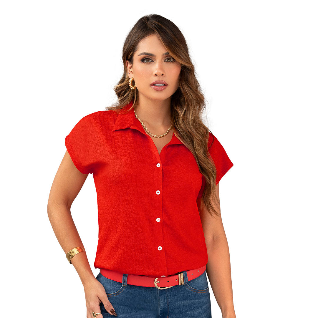 BLUSA EN TEJIDO DE PUNTO CON TEXTURA, SILUETA SEMIAJUSTADA