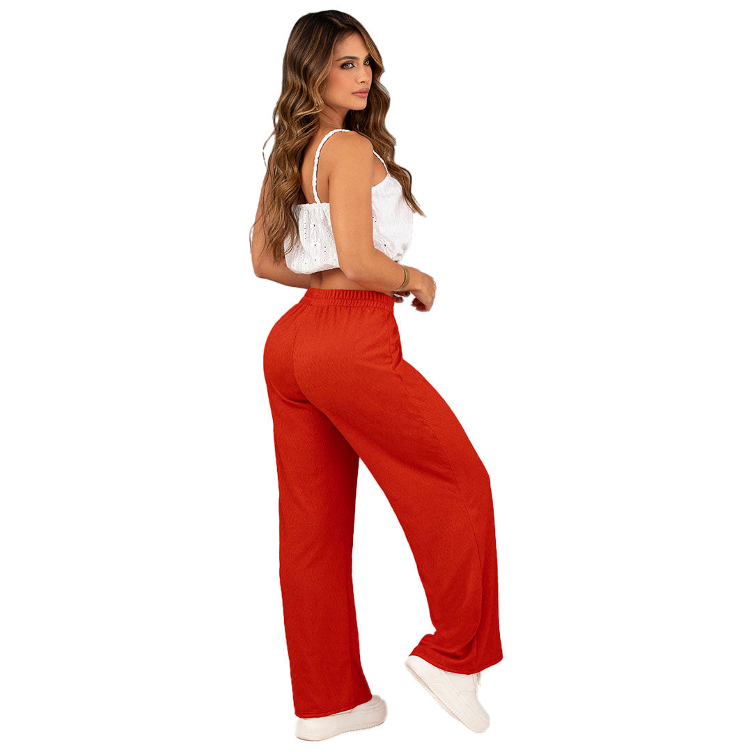 PANTALON EN TEJIDO DE PUNTO CON TEXTURA, SILUETA SEMIAJUSTADA
