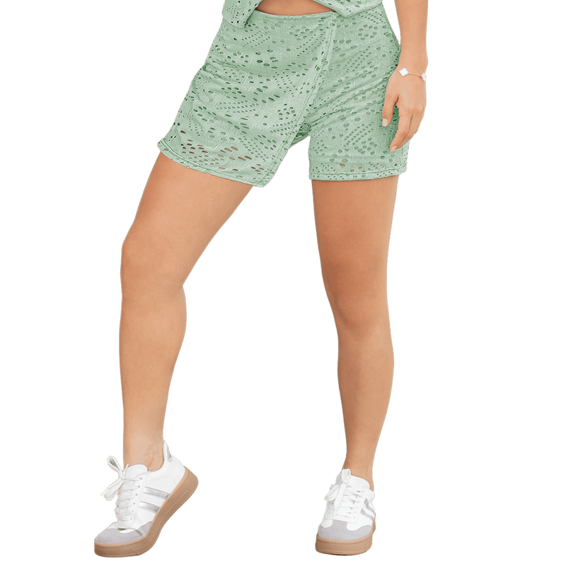 Falda Short En Ojalillo Tejido De Punto