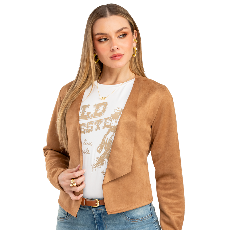 Chaqueta En Gamuza Tejido Plano