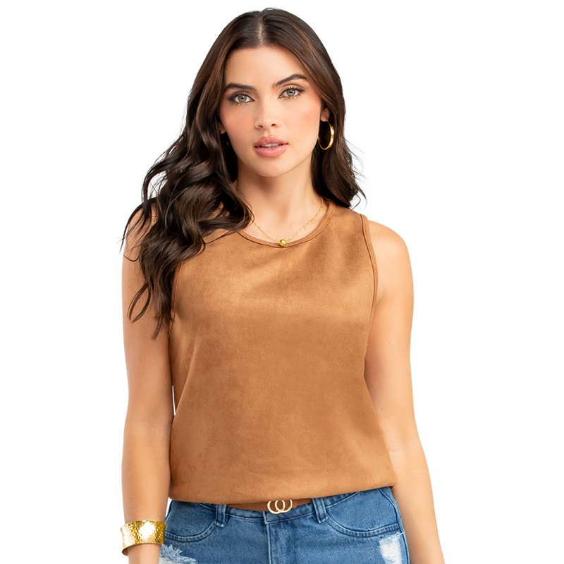 Blusa En Gamuza Tejido Plano