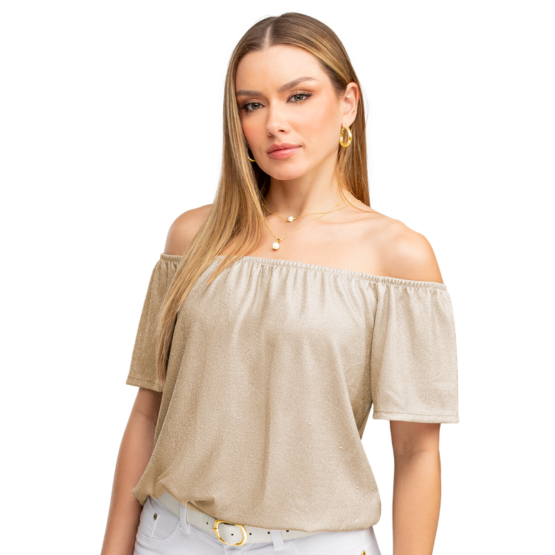 Blusa En Tejido De Punto Con Efecto Brillo