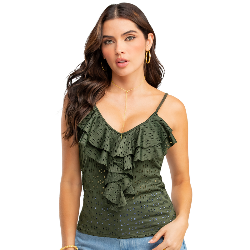 Blusa En Ojalillo Tejido De Punto
