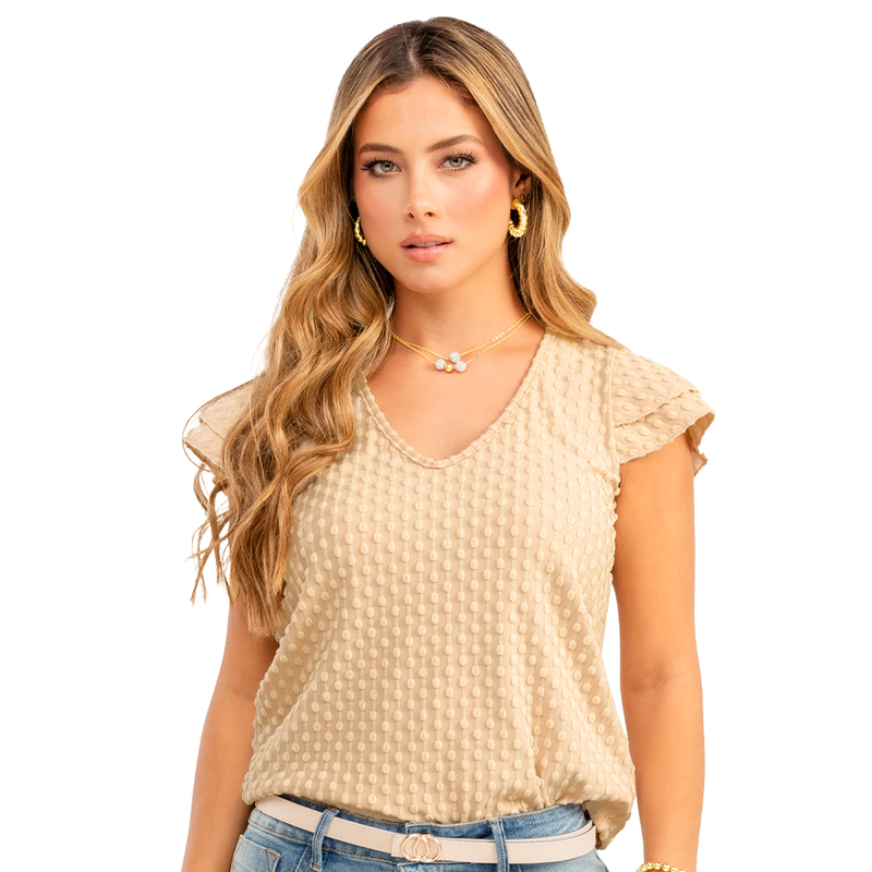 Blusa En Tejido De Punto Con Textura, Silueta Semiajustada