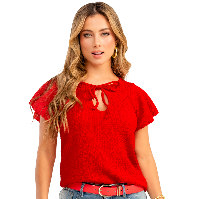 Blusa En Tejido De Punto Con Textura, Silueta Semiajustada