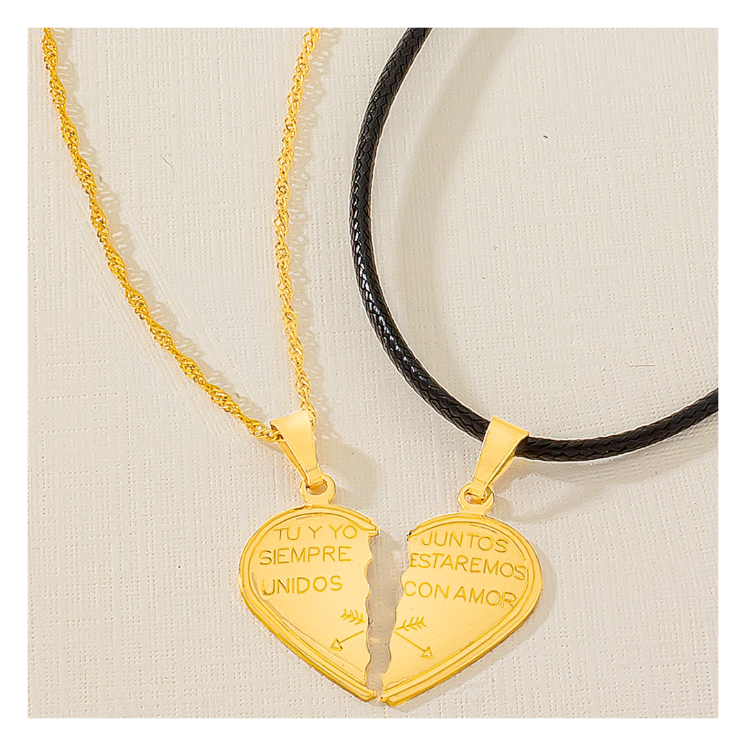 CADENA UNISEX CON DIJE DE CORAZON EN BAÑO DE ORO