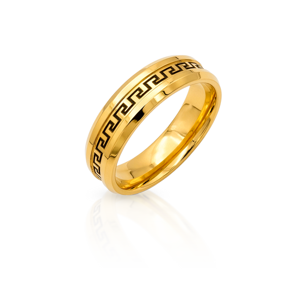 Anillo Dorado Greca Negra