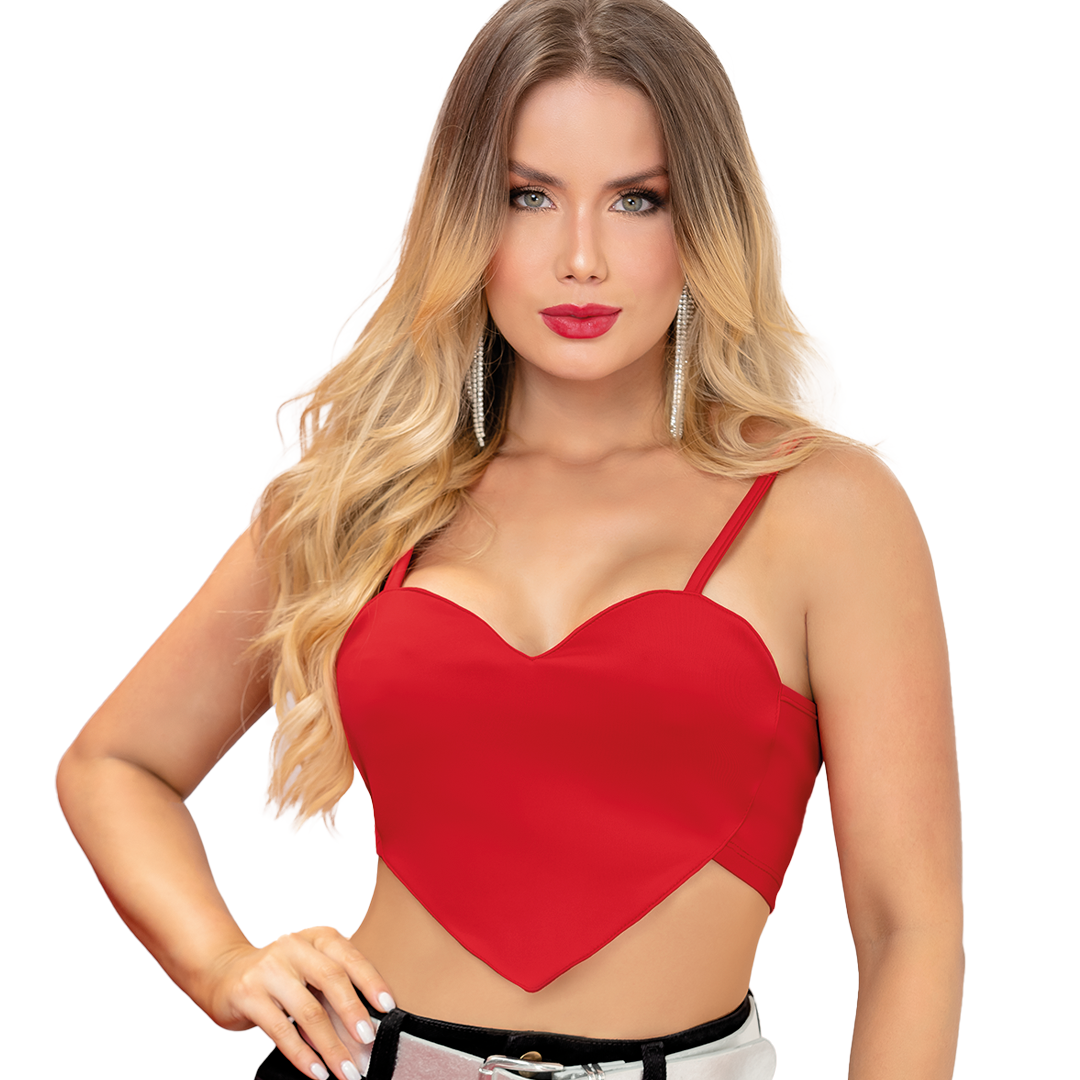 crop top poliester spandex, ajustada  rojo talla-s