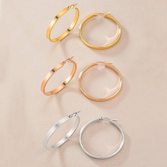 Set X Tres Candongas En Acero-Tres Tonos