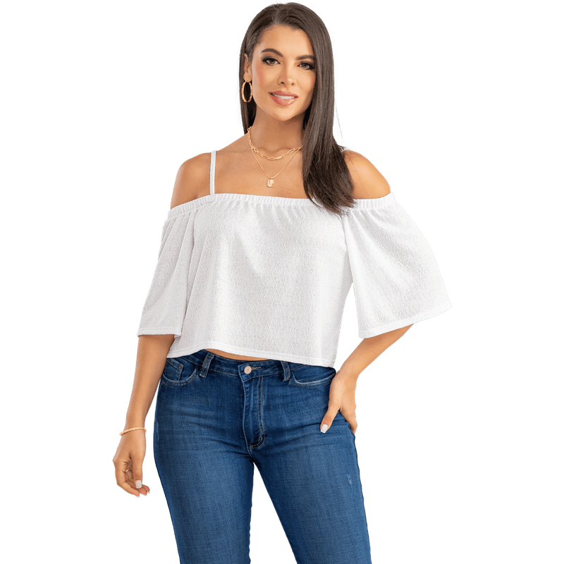 Blusa En Poliester Spandex Con Textura, Silueta Amplia