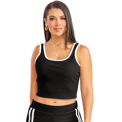 Crop Top Negro Ajustada