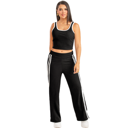 Pantalón Deportivo Negro con Franjas Laterales