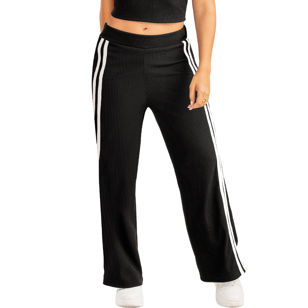 Pantalón Deportivo Negro con Franjas Laterales