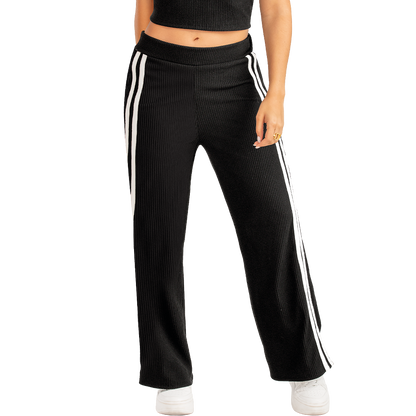 Pantalón Deportivo Negro con Franjas Laterales