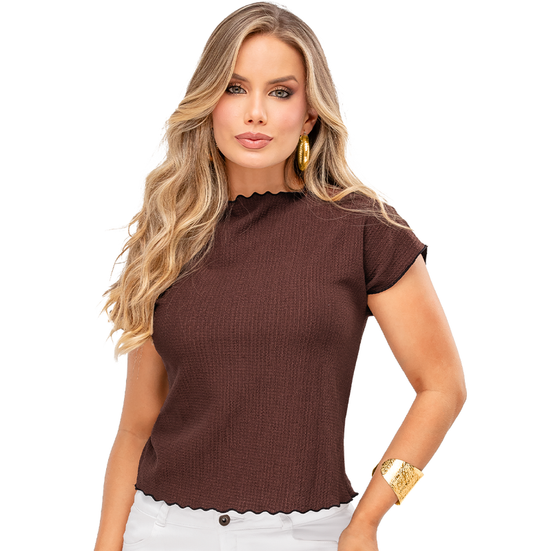 Camiseta en Tejido de Punto con Textura