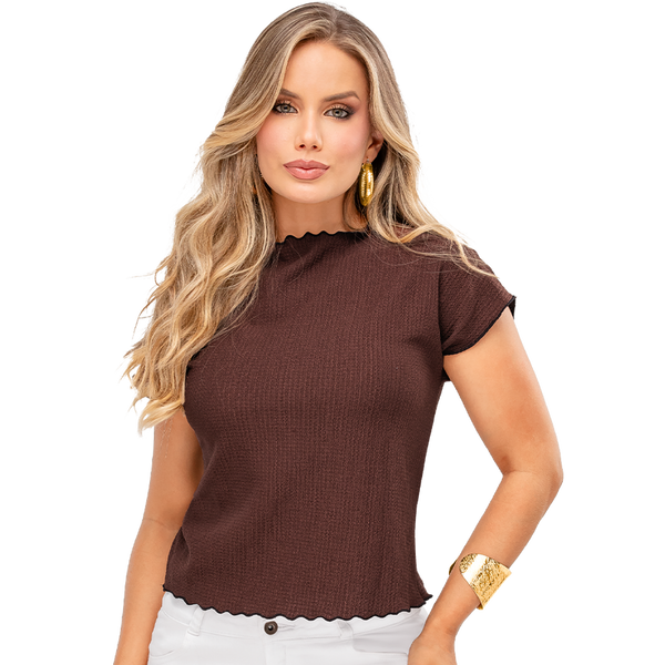 Camiseta en Tejido de Punto con Textura