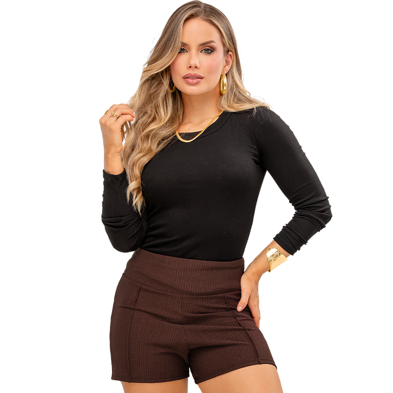 Short en Tejido de Punto con Textura
