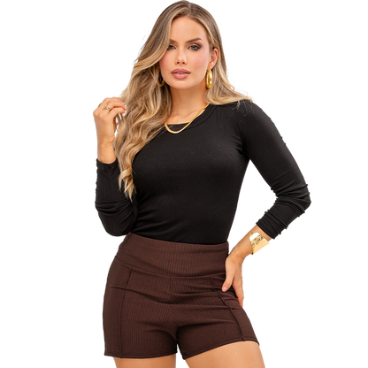 Short en Tejido de Punto con Textura