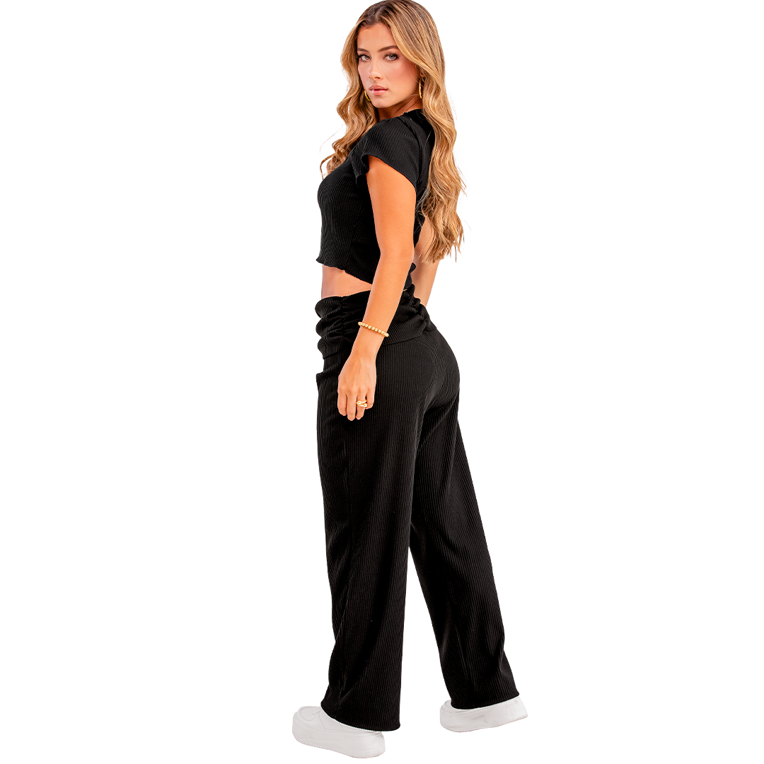 Pantalon Negro Semiajustada