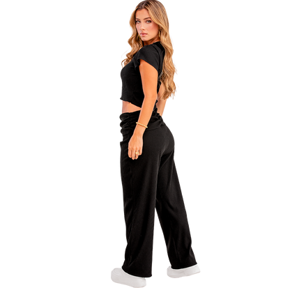 Pantalon Negro Semiajustada