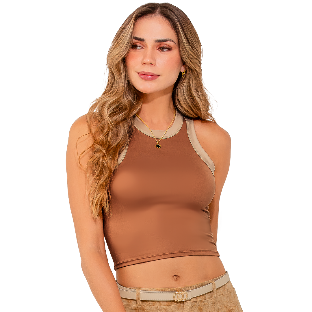 Crop Top Chocolate Ajustada