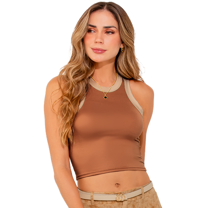 Crop Top Chocolate Ajustada