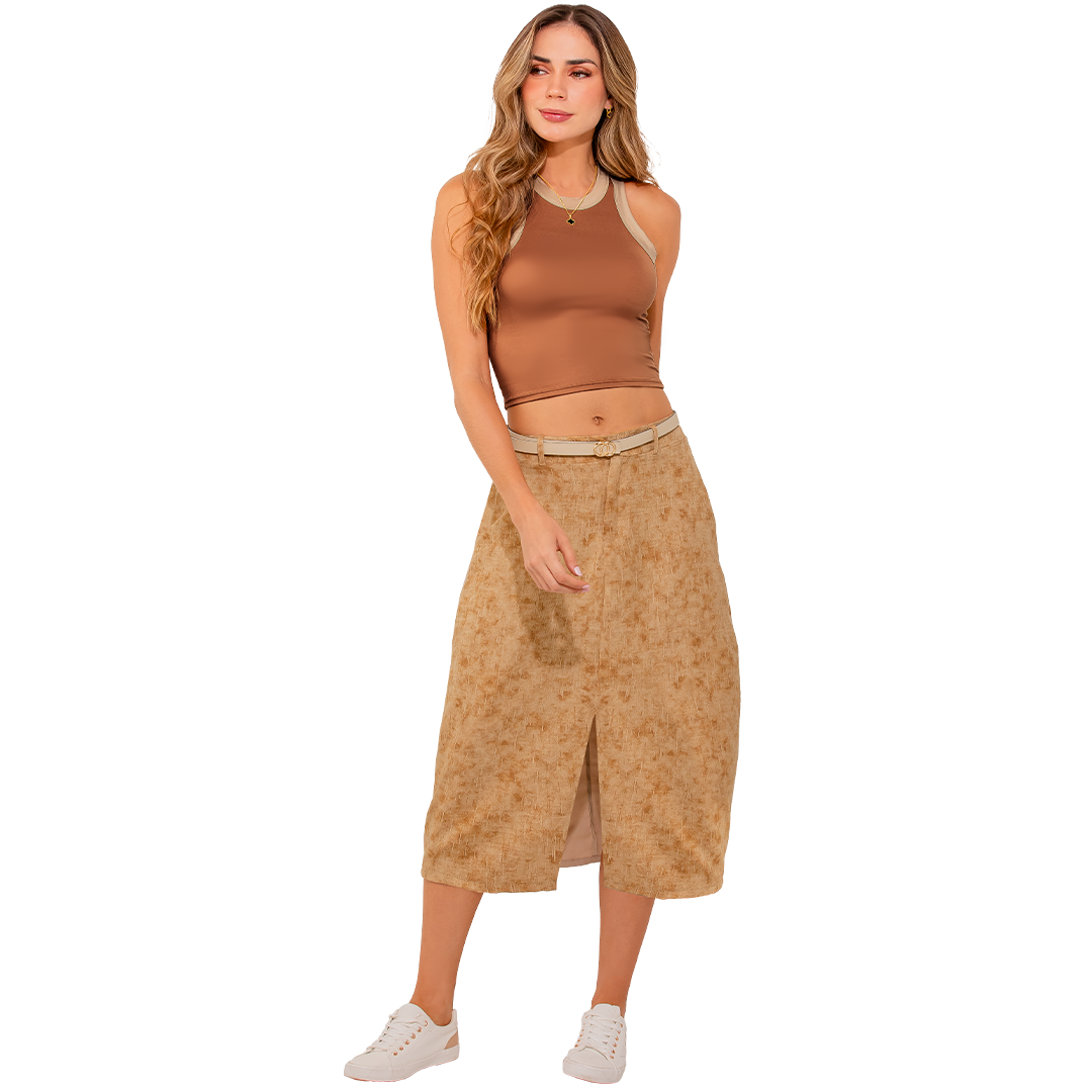 Crop Top Chocolate Ajustada